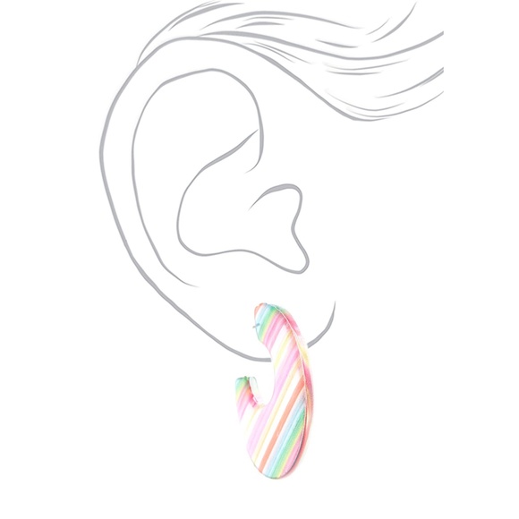 NEW 45MM Candy Striped Hoop Earrings NWT - Picture 2 of 6